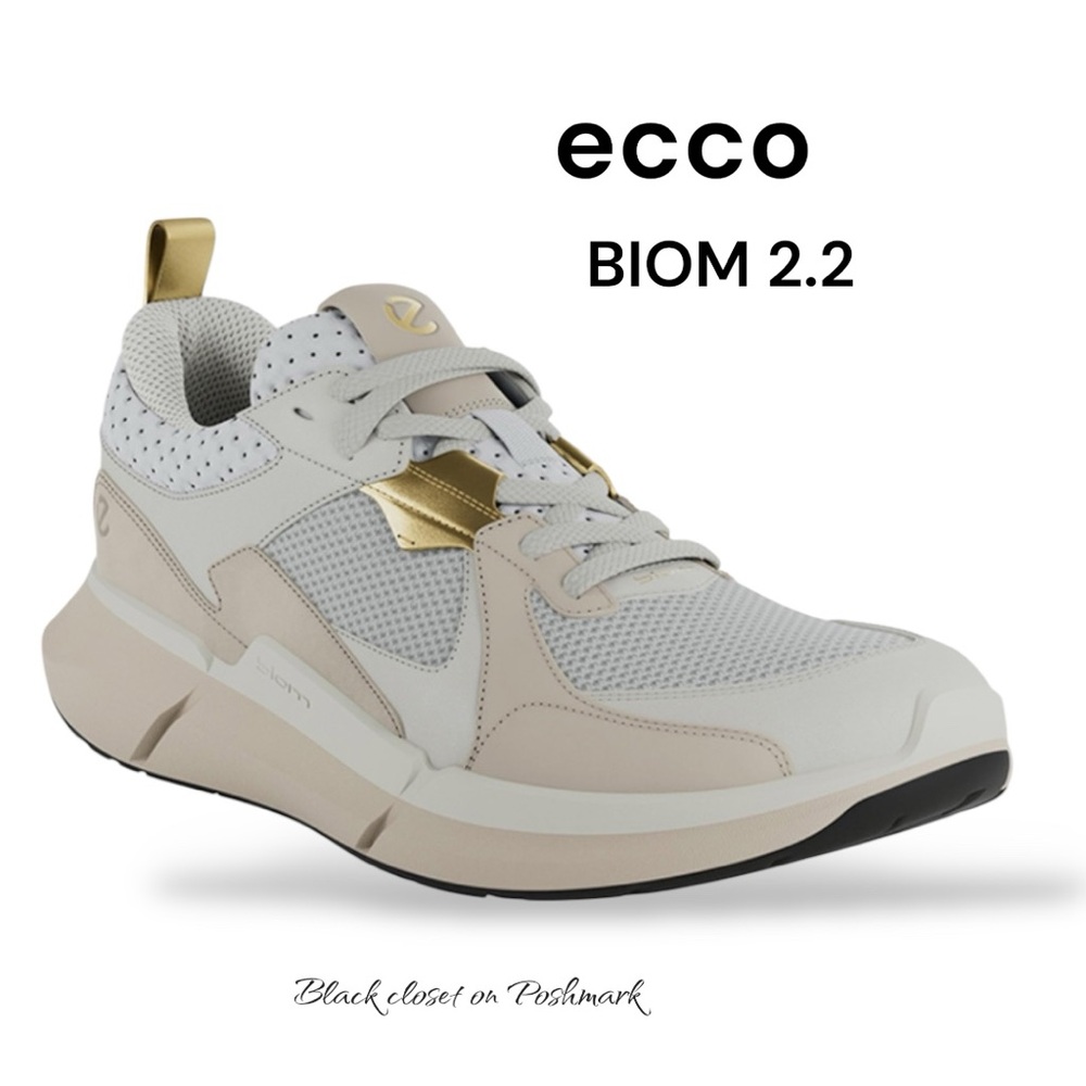 Ecco Women's Biom 2.2 Athletic Shoes - White and Gold
